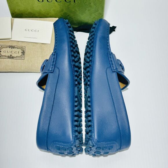 Gucci GG Interlocking Men's Loafer Blue Driver moccasins Shoes G 8/ US 8.5 NIB - Picture 6 of 16